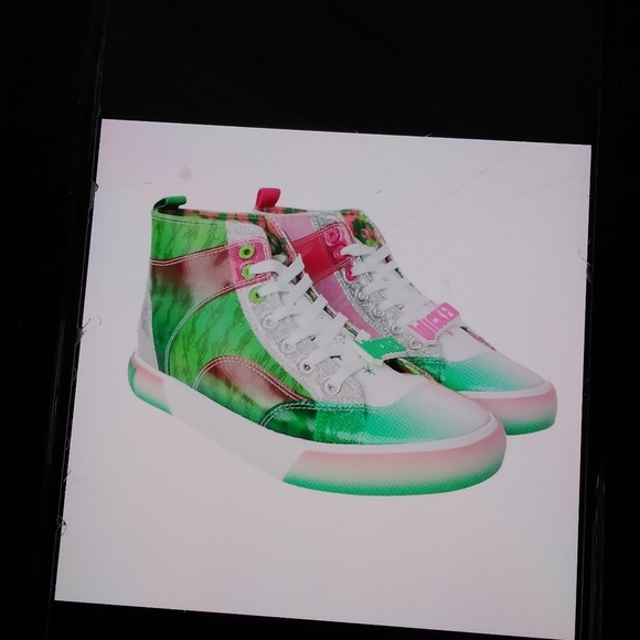 Ground Up' Wicked High Top Sneakers Sz: US 9.5 Women's Green/Pink - Picture 6 of 7